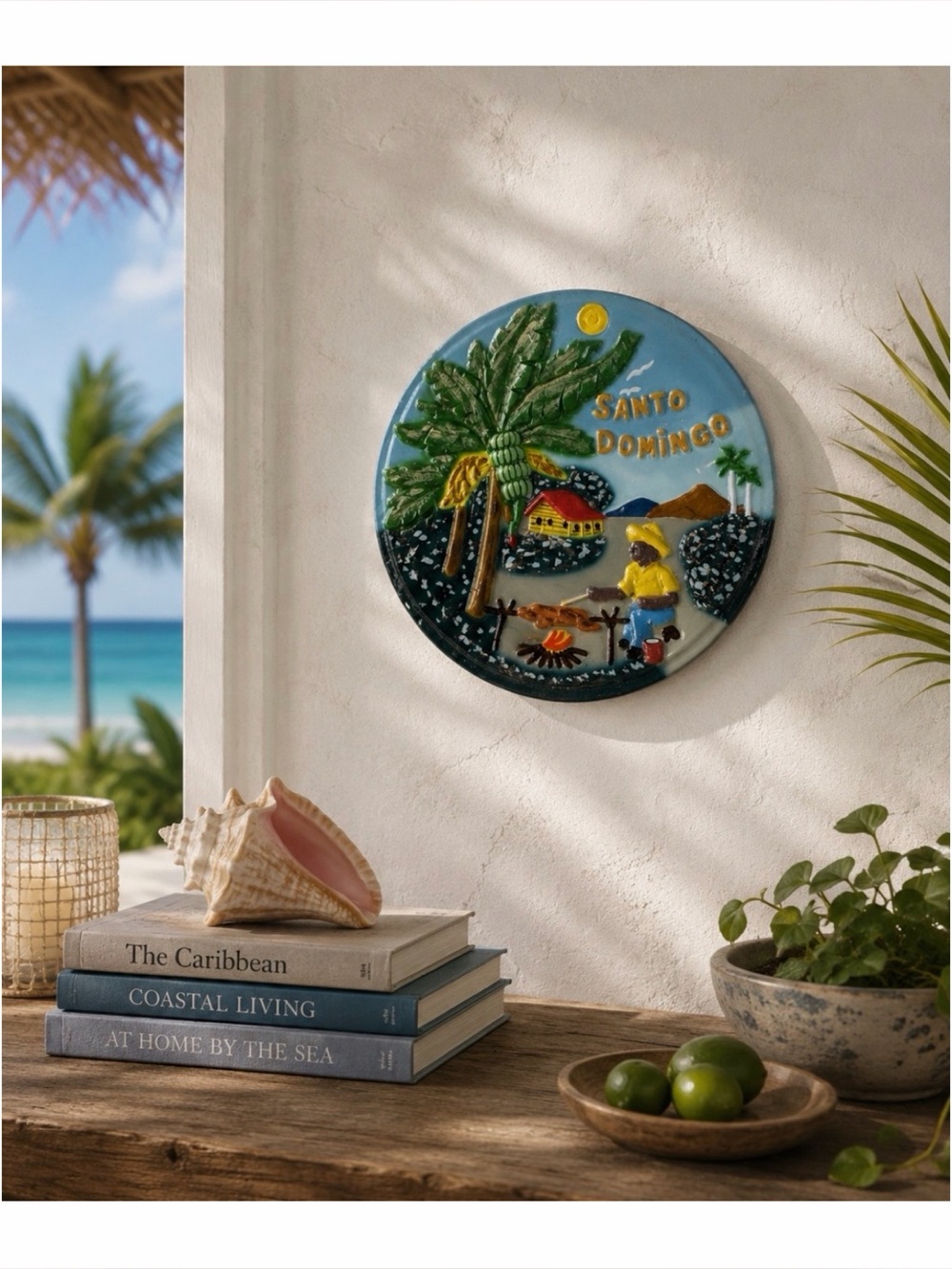 Santo Domingo Tropical Scene Wall-Hanging Decorative Plate